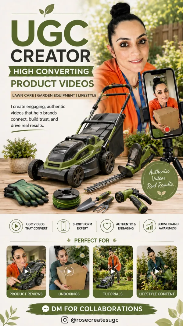 Lawn care UGC creator outdoor product review and tutorial campaign